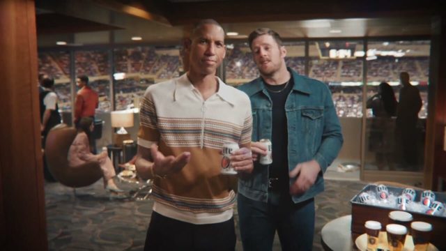 Costume design by Anette Cseri for the Miller Lite commercial featuring JJ Watt and Reggie Miller in a stadium suite